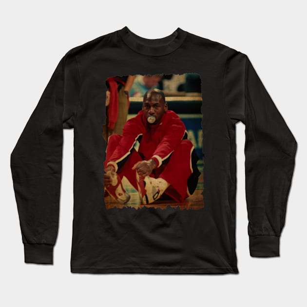 Michael Jordan with Bubble Gum Vintage Long Sleeve T-Shirt by CAH BLUSUKAN